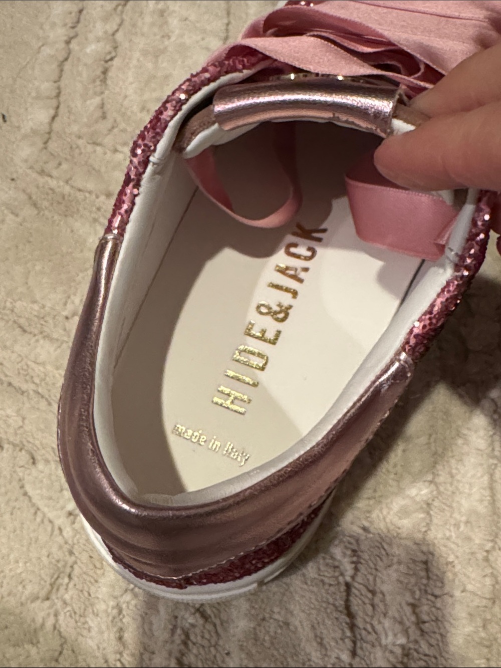 Hide & Jack Women's Pink Glitter Sneakers NIB Size 37 US 6. - Picture 5 of 7